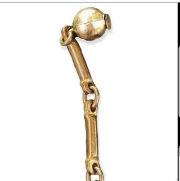 VINTAGE ART DECO BAR LINK CHAIN & ORNATE BLUE AUSTRIAN CRYSTAL PENDANT NECKLACE - Picture 6 of 6